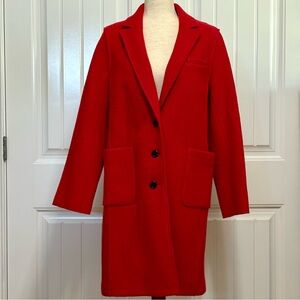J.Crew Red Italian Boiled Wool Coat Size 8